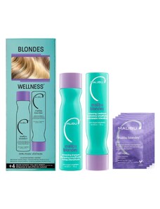 Malibu C Malibu Blondes Enhancing Collection šampon 266 ml + kondicionér 266 ml + wellness sáčky 4 kusy dárková sada