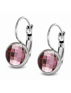 Jewellis ČR Jewellis Ocelové náušnice na klapky Chessboard s krystaly Swarovski - Antique Pink