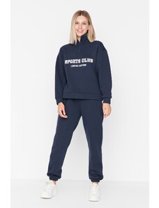 Trendyol Navy Blue Loose Jogger Fleece Inside Knitted Sweatpants