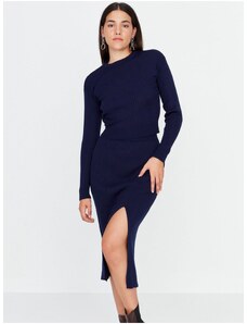 Tmavě modrý svetrový set sukně a topu s dlouhým rukávem Trendyol - Dámské