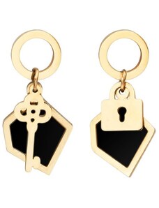 IZMAEL Náušnice Key Lock Zlatá/Černá KP21234