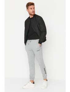 Trendyol Gray Men's Regular/Normal Cut Text Printed Sweatpants