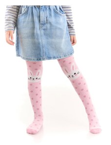 Denokids Bunny Girl Polka Dot Thick Pink Pantyhose.