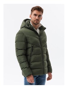Ombre Clothing Pánská zimní bunda CASH tmavě zelená