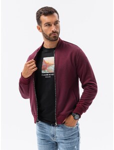 Ombre Clothing Pánská bavlněná bunda bomber na zip - vínová V13 OM-SSZP-0125