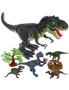 Dinosaurus T-Rex s hnízdem s vejci a dinosaury