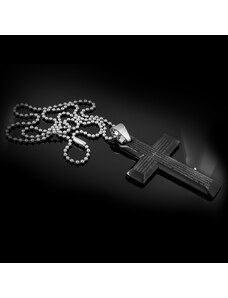 Masivnější ocelový Křížek s úryvkem z Bible Black | DG Šperky