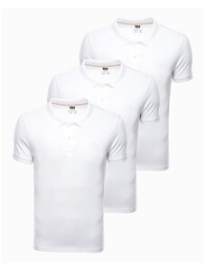 Ombre Clothing Pánské tričko polo ADENO bílé 3-pack