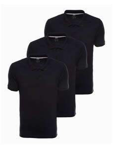 Ombre Clothing Pánské tričko polo HUEY černé 3-pack