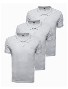 Ombre Clothing Pánské tričko polo CADEN šedé 3-pack