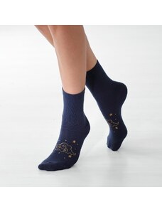 Blancheporte Sada 4 párů ponožek se sladěným motivem "hvězdy" nám.modrá/modrá 35-38