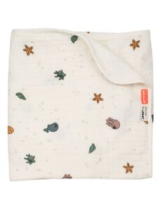 Béžová mušelínová dětská deka Done by Deer Sea friends 100 x 100 cm