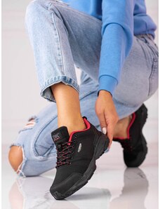 DK Stylové dámské trekingové boty černé bez podpatku