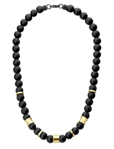 Manoki Pánský korálkový náhrdelník Joaquin Gold - 10 mm černý Onyx