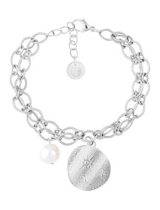 Manoki Dvojitý ocelový náramek s medailonem Sabrina - perla