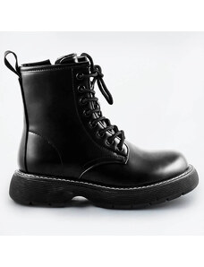 WELLSPRING Černé dámské šněrovací boty (A9935)