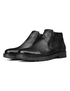 Ducavelli Chelsea Genuine Leather Non-Slip Sole Zippered Daily Boots Black