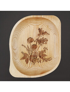 AMADEA Dřevěná miska obdelník s gravírem, masivní dřevo, 23,5 cm