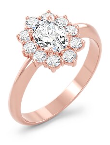 SOLUNA Luxusní zlatý prsten se zirkony SNOWFLAKE růžové zlato