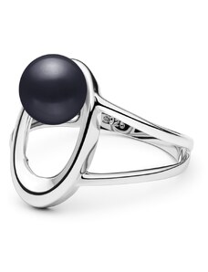 Stříbrný prsten s černou sladkovodní Gaura perlou Planet Shop