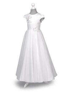 MK MARYLA Dívčí bílé šaty s tylem Tosia BZ - 093