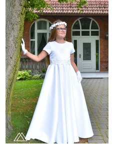 Dívčí bílé šaty XL na svatbu a přijímání K004
