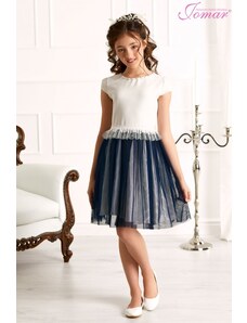 Dívčí šaty s tylem bílo modré Jomar 899