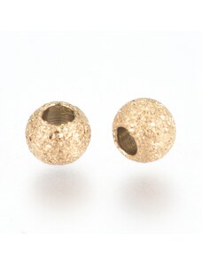 NUBIO Ocelový korálek 304 ocel, zlatý, 3x2 mm