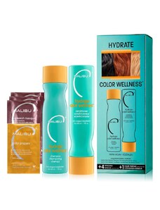 Malibu C Hydrate Color Wellness Set - šampon 266 ml + kondicionér 266 ml + Malibu Color Prepare kúra 5 g + vlasová maska 4x12 ml