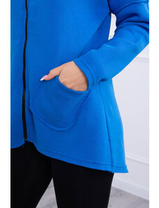 K-Fashion Zateplená halenka s delšími zády a kapsami chrpově modrá