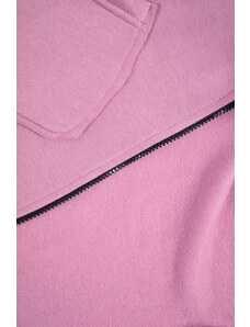 K-Fashion Zateplená mikina s prodlouženými zády a kapsami tmavě růžová