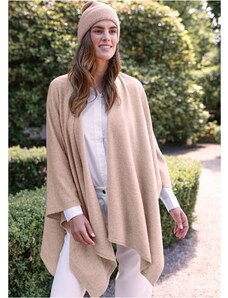 bonprix Vlněné pončo s podílem Good Cashmere Standard Béžová