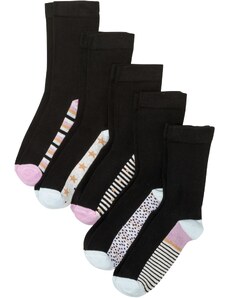bonprix Ponožky s lemy bez potisku (5 párů), z organické bavlny Černá