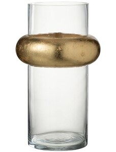 Zlatá skleněná dekorativní váza J-Line Anellu 35 cm