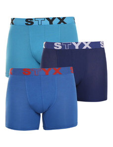 3PACK pánské boxerky Styx long sportovní guma modré (U9676869)