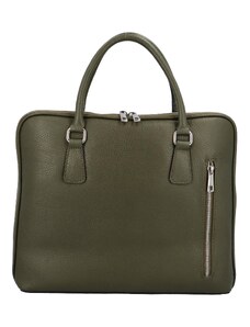 Delami Vera Pelle Kožená business taška na laptop Kendall, D74 khaki zelená