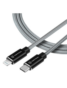 Tactical Aramid extra pevný kabel USB C/Lighting MFI 1m Šedá