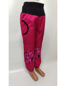 Softshelové kalhoty - růžová, kočičky