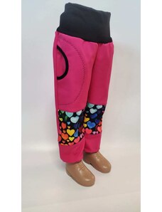 Softshelové kalhoty - růžová - srdíčka