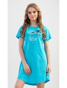 Vienetta Dámská noční košile s krátkým rukávem Moře - tyrkysová