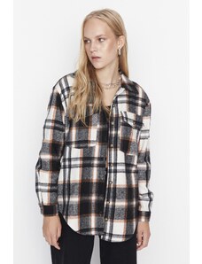 Trendyol Tall Woven Plaid Shirt in Black