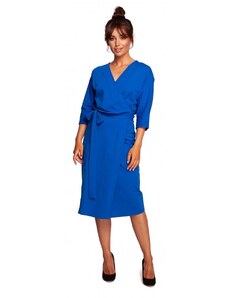 BeWear B241 Zavinovací šaty s páskem na zavazování - královská modř
