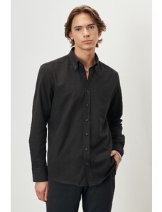AC&Co / Altınyıldız Classics Men's Black Slim Fit Slim Fit Buttoned Collar Cotton Oxford Shirt