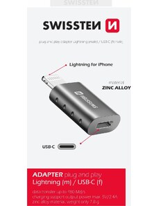 SWISSTEN ADAPTER LIGHTNING(M)/USB-C(F)