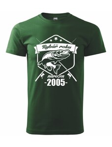 TRIKOO VÝPRODEJOVÉ Pánské tričko Rybář Roku narozen 2005 - Lahvově Zelená (vel. 2XL)