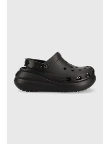 Pantofle Crocs Classic Crush Clog dámské, černá barva, na platformě, 207521
