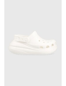 Pantofle Crocs Classic Crush Clog dámské, bílá barva, na platformě, 207521