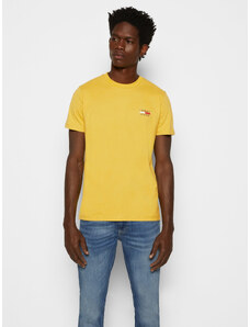 Tommy Jeans pánské žluté triko CHEST LOGO