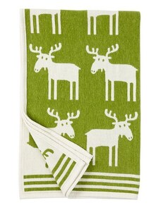 Klippan Švédsko Bavlněná dětská deka chenille Moose green 140x90