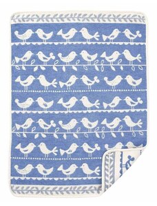 Klippan Švédsko Dětská deka Birds blue (chenille) 70x90